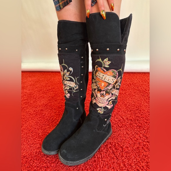 Don Ed Hardy Suede/Fur boots 2013 US8 EUR39 - Picture 15 of 16